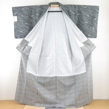 Load image into Gallery viewer, Komon Polyester Lined Lined Collar Plant Black x White Washing Kimono