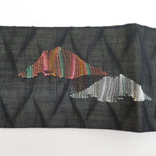 Load image into Gallery viewer, Nagoya Obi Summer Nagoya Obi Summer Summer Weaving Polyester Black X multicolor wave Pattern length 369cm