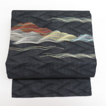 Load image into Gallery viewer, Nagoya Obi Summer Nagoya Obi Summer Summer Weaving Polyester Black X multicolor wave Pattern length 369cm