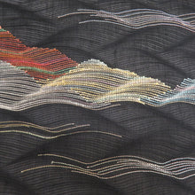 Load image into Gallery viewer, Nagoya Obi Summer Nagoya Obi Summer Summer Weaving Polyester Black X multicolor wave Pattern length 369cm