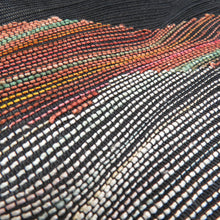 Load image into Gallery viewer, Nagoya Obi Summer Nagoya Obi Summer Summer Weaving Polyester Black X multicolor wave Pattern length 369cm