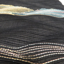 Load image into Gallery viewer, Nagoya Obi Summer Nagoya Obi Summer Summer Weaving Polyester Black X multicolor wave Pattern length 369cm