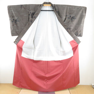 Tsumugi Kimono Oshima Tsumugi Brown Bachi Collar Brown x Gray x Blue Pure Silk Casual Tailor 159cm