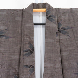 Tsumugi Kimono Oshima Tsumugi Brown Bachi Collar Brown x Gray x Blue Pure Silk Casual Tailor 159cm