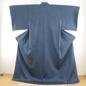 Komon lined wide collar indigo color total aperture Kanako pattern pattern Pure silk one crest