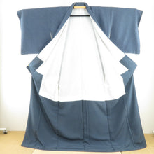 Load image into Gallery viewer, Komon lined wide collar indigo color total aperture Kanako pattern pattern Pure silk one crest