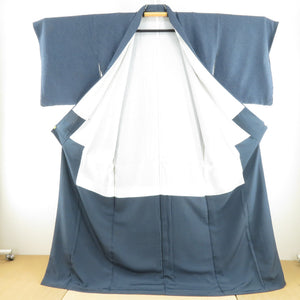 Komon lined wide collar indigo color total aperture Kanako pattern pattern Pure silk one crest