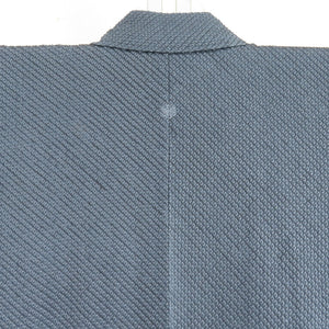 Komon lined wide collar indigo color total aperture Kanako pattern pattern Pure silk one crest