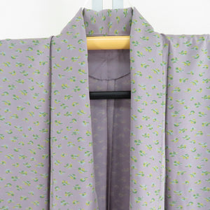 Komon single coat wide collar light purple x yellow -green chill pattern pure silk casual tailoring