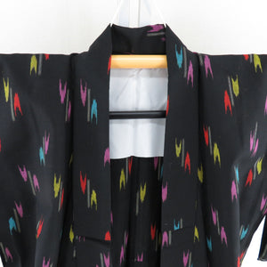 Wool Kimono Ensemble Haori Set Yowu bladder pattern Black weaving pattern Bee collar Casual Kimono Kimono