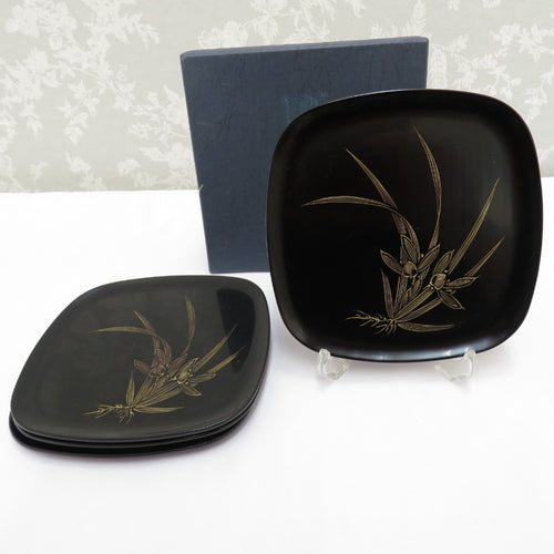 Tableware Wajima Painted dish confectionery confectionery dish 4 pieces set black lacquer ware