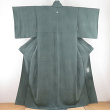 Load image into Gallery viewer, Color plain crepe writer writer substance with substance Lined collar green silk one crest plum tailoring up kimono 158cm