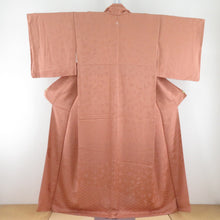 Load image into Gallery viewer, Color Solid Land Joba Crest Shibana Place Crest Lined Collar Gray Orange Pure Silk One Crest Fifty Kiri Kimono Kimono Star Star 162cm