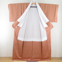 Load image into Gallery viewer, Color Solid Land Joba Crest Shibana Place Crest Lined Collar Gray Orange Pure Silk One Crest Fifty Kiri Kimono Kimono Star Star 162cm