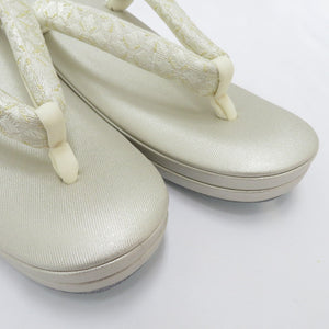 Sandals / Bag Set for Shiraume Ki L size Formal Champagne Gold x White x Gold 25.0cm Japanese Made in Japan Cow skin