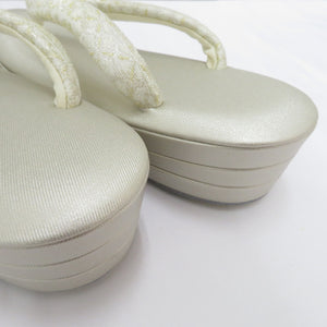 Sandals / Bag Set for Shiraume Ki L size Formal Champagne Gold x White x Gold 25.0cm Japanese Made in Japan Cow skin