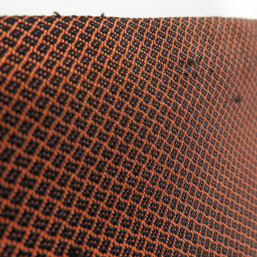 紬 着物 節紬織 斜め格子 橙茶色 正絹 袷 広衿 カジュアル 仕立て