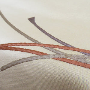 袋帯 佐賀錦文様 刺繍 扇子柄 お太鼓柄 正絹 桃色 仕立て上がり 着物帯 長さ440cm
