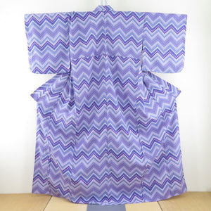 Komon Uniform Bee Bee Collar Polyester Washing Kimono Zig Zag Purple x Light Purple x Probey colored Light 162cm