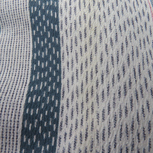 Komon Polyester Lined Wide collar striped pattern Light blue x gray x red washing kimono tailor 154cm