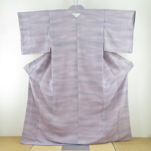 色無地 正絹 灰紫色 ぼかし色無地 袷 縮緬 広衿 一つ紋 仕立て上がり 落款付き 身丈163cm