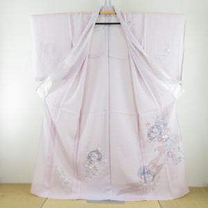 Visitors Summer kimono Wide collar pure silk thin pink x white x Light purple mirror back pattern