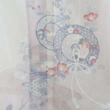 Load image into Gallery viewer, Visitors Summer kimono Wide collar pure silk thin pink x white x Light purple mirror back pattern