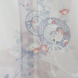 Visitors Summer kimono Wide collar pure silk thin pink x white x Light purple mirror back pattern