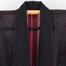 Load image into Gallery viewer, Summer kimono single garlic sparing collar pure silk pure silk black x red summer tailor