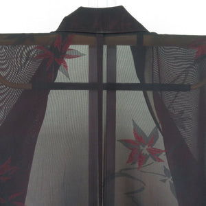 Summer kimono single garlic sparing collar pure silk pure silk black x red summer tailor