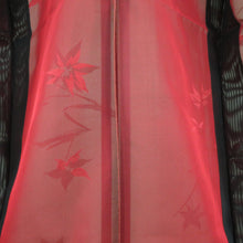 Load image into Gallery viewer, Summer kimono single garlic sparing collar pure silk pure silk black x red summer tailor