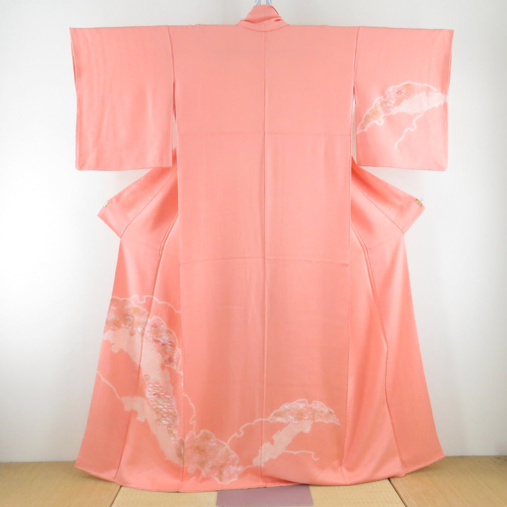 8465］色留袖 美品 風景草花文様 松竹梅 一つ紋 五三桐 正絹 着物 袷 