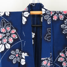 Load image into Gallery viewer, Yukata for women&#39;s yukata dark blue x white x red flower pattern Summer items ladies tailored 153cm