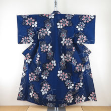 Load image into Gallery viewer, Yukata for women&#39;s yukata dark blue x white x red flower pattern Summer items ladies tailored 153cm