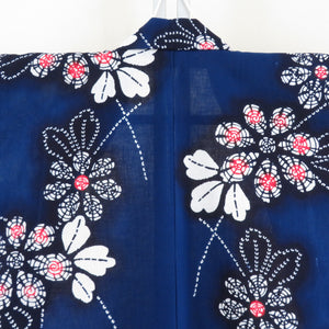 Yukata for women's yukata dark blue x white x red flower pattern Summer items ladies tailored 153cm