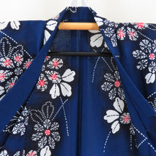 Load image into Gallery viewer, Yukata for women&#39;s yukata dark blue x white x red flower pattern Summer items ladies tailored 153cm