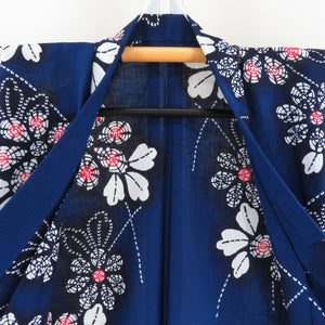 Yukata for women's yukata dark blue x white x red flower pattern Summer items ladies tailored 153cm