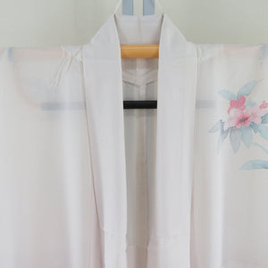 Attachment Summer kimono Wide collar pure silk white flower pattern without crest