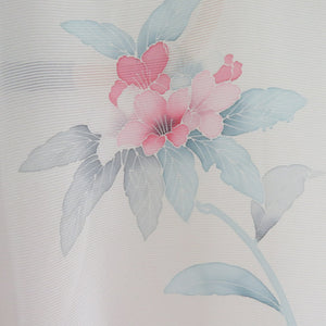 Attachment Summer kimono Wide collar pure silk white flower pattern without crest