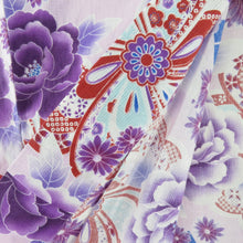 Load image into Gallery viewer, Yukata for women Yukata Size Floral Purple Purple x vermilion Cotton Summer Futures Ladies