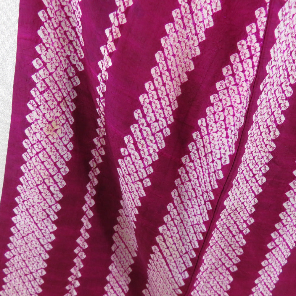 小紋 アンティーク 総絞り 縞文様 紫根染 紫色 袷 バチ衿 正絹