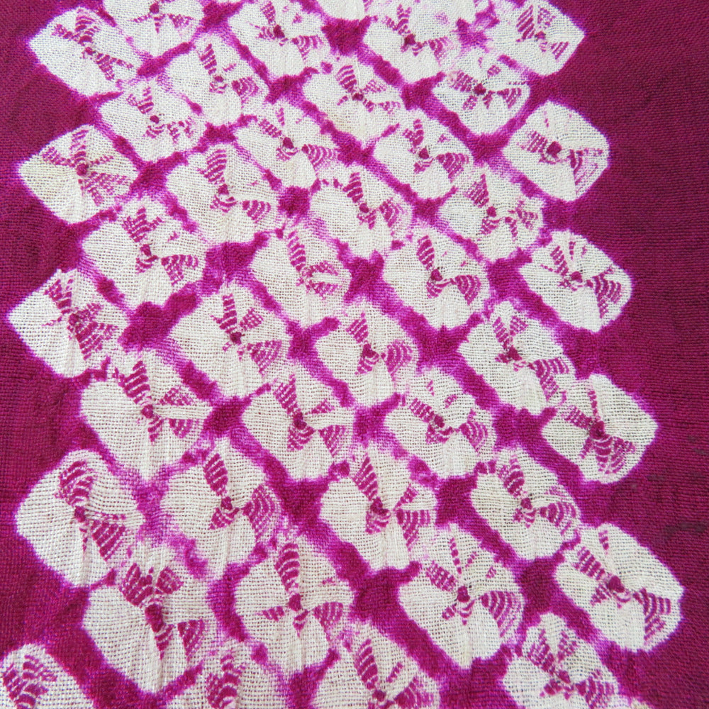 小紋 アンティーク 総絞り 縞文様 紫根染 紫色 袷 バチ衿 正絹