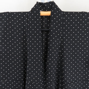 Komon single clothing polyester Washable kimono black x white polka dots pattern wide collar kimono