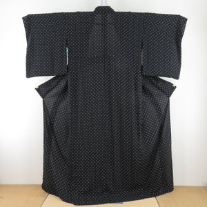 Komon single clothing polyester Washable kimono black x white polka dots pattern wide collar kimono