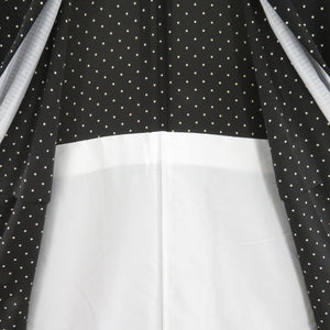 Komon single clothing polyester Washable kimono black x white polka dots pattern wide collar kimono