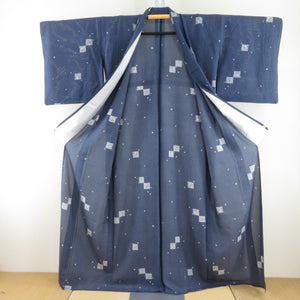 Summer kimono Komon Konjin Garo Bear collar pure silk blue gourd pattern loose size loose size Summer tailor