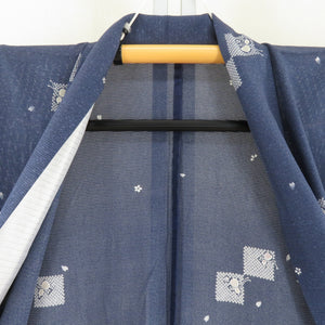 Summer kimono Komon Konjin Garo Bear collar pure silk blue gourd pattern loose size loose size Summer tailor