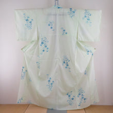 Load image into Gallery viewer, Summer kimono single garlic Polyester Washable kimono summer flower flower pattern Yellow -green x light blue bee collar tailored 158cm