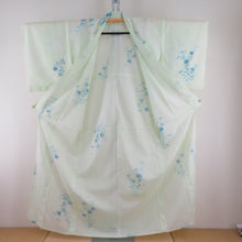 Load image into Gallery viewer, Summer kimono single garlic Polyester Washable kimono summer flower flower pattern Yellow -green x light blue bee collar tailored 158cm