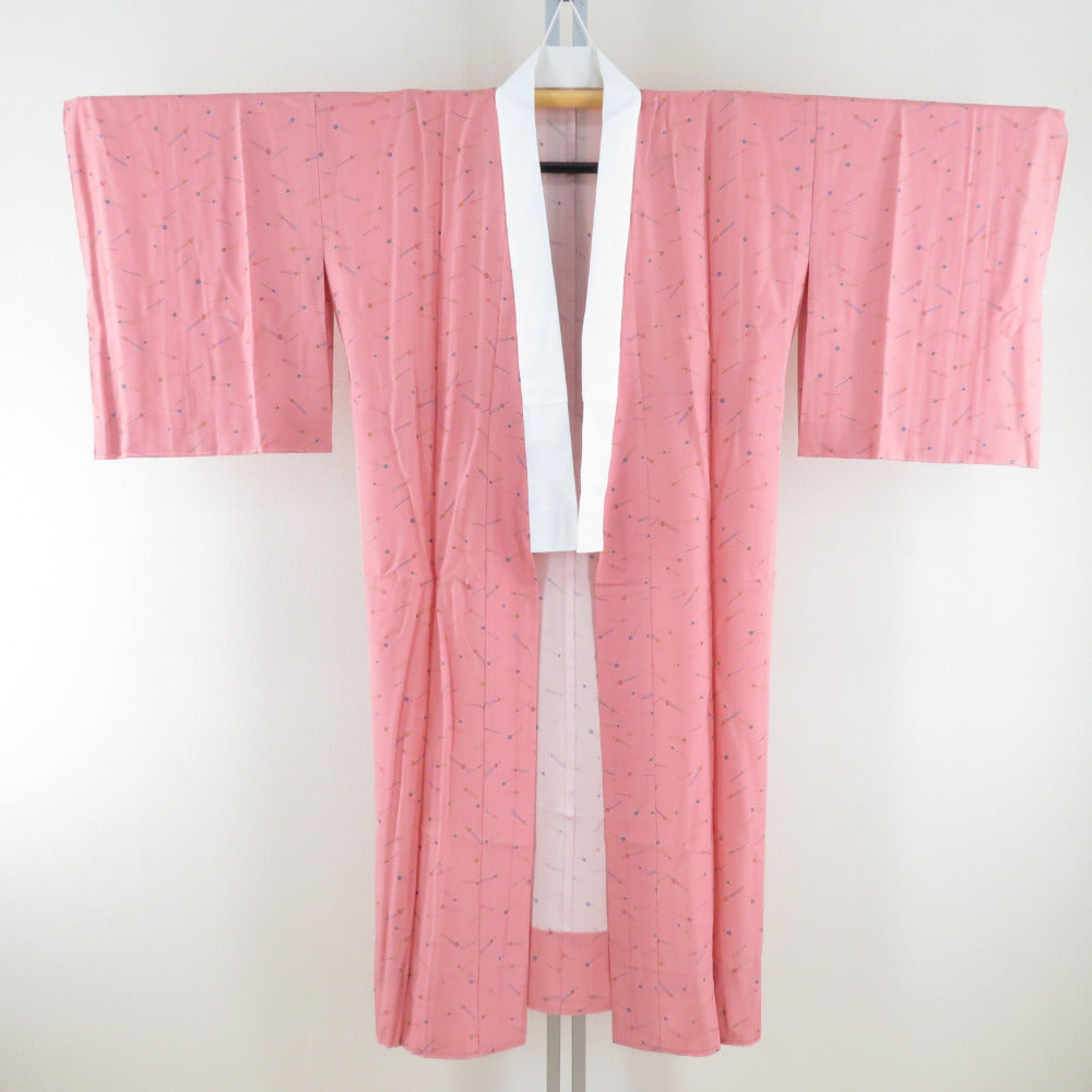 襦袢 かんざし文様 桃色 正絹 バチ衿 袖無双 長襦袢 仕立て上がり 女性